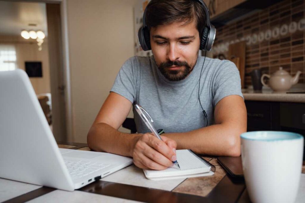 Man learning on Laptop
