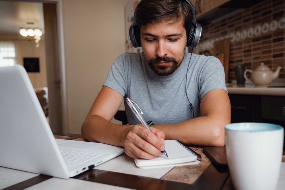 Man learning on Laptop