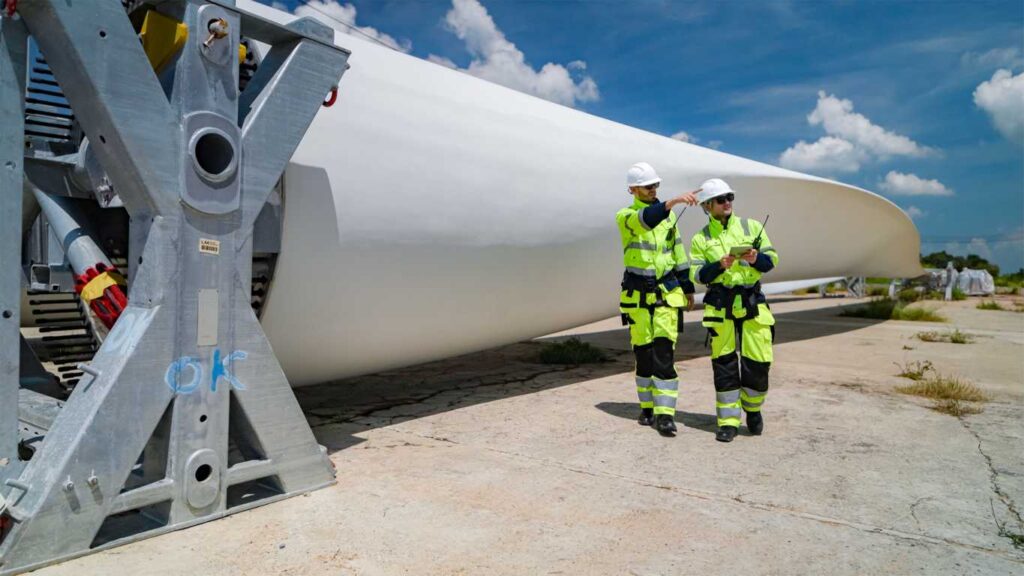 Inspektion Rotorblatt Windkraftanlage.